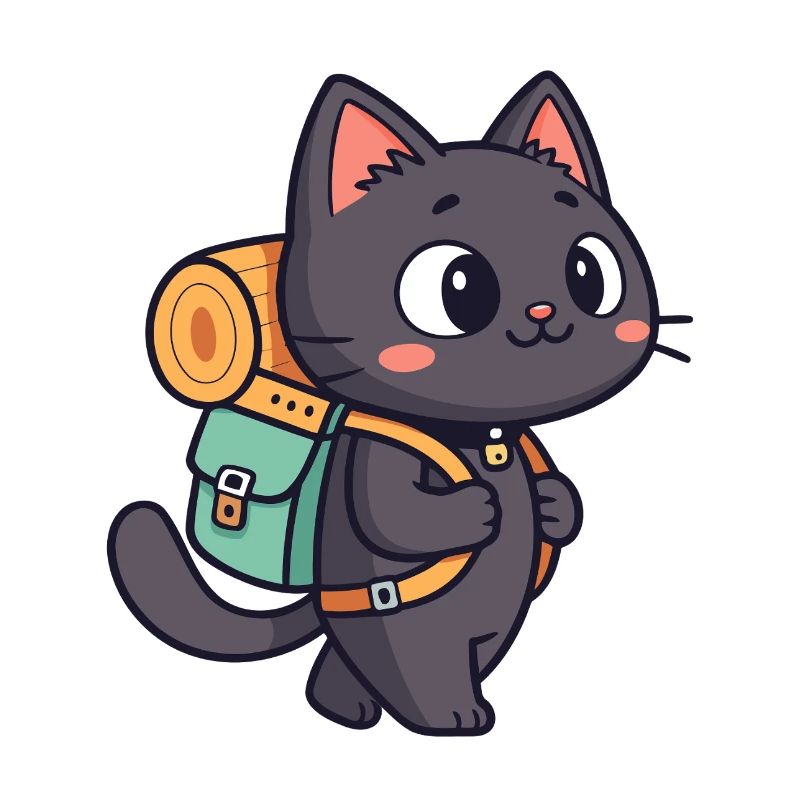 Hiking Cat with Backpack