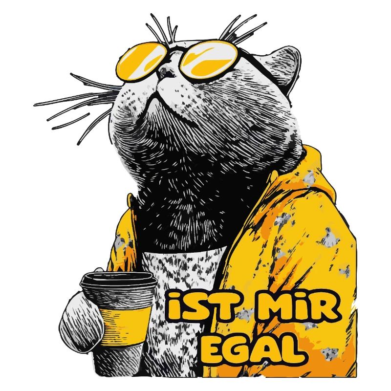 Coole Katze mit Sonnenbrille und Kaffee