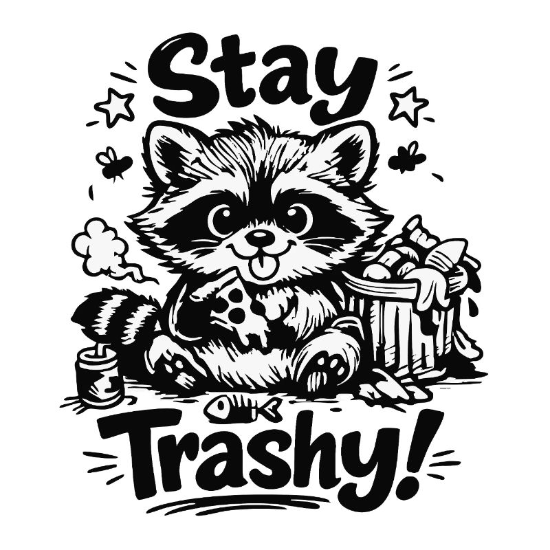 Motif de griffonnage de raton laveur trash