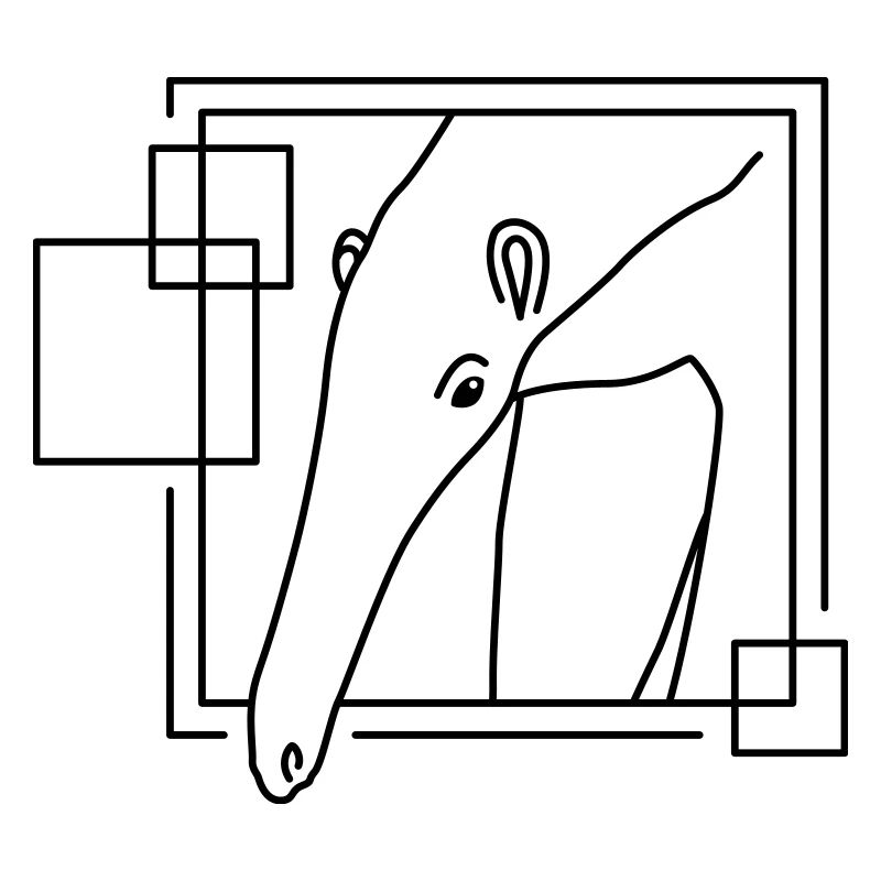 Anteater in Geometric Shape - Line Art Design