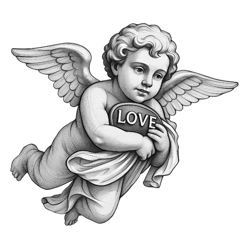 CUPIDON CHERUB - black & white