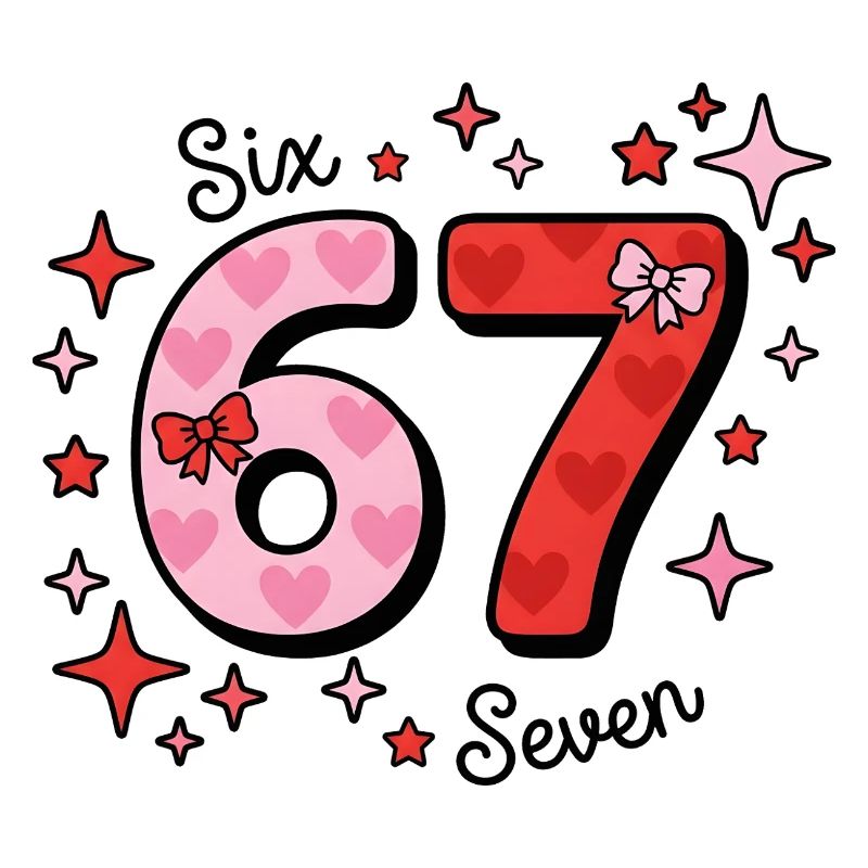 Six Seven Design - rosa + rot mit Sternen + Herzen