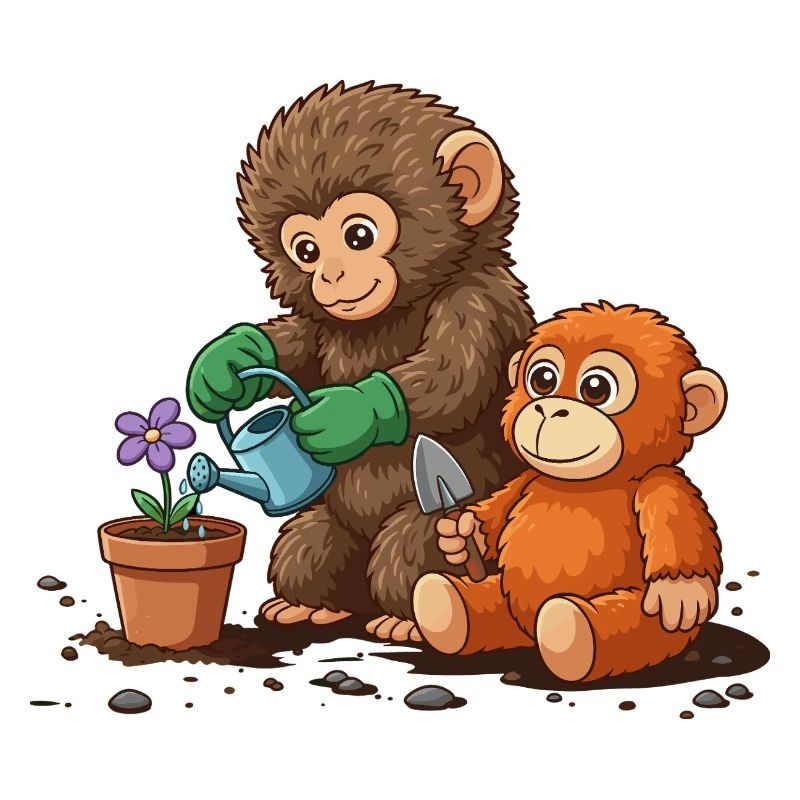 the monkey punch - Affe Gartenarbeit