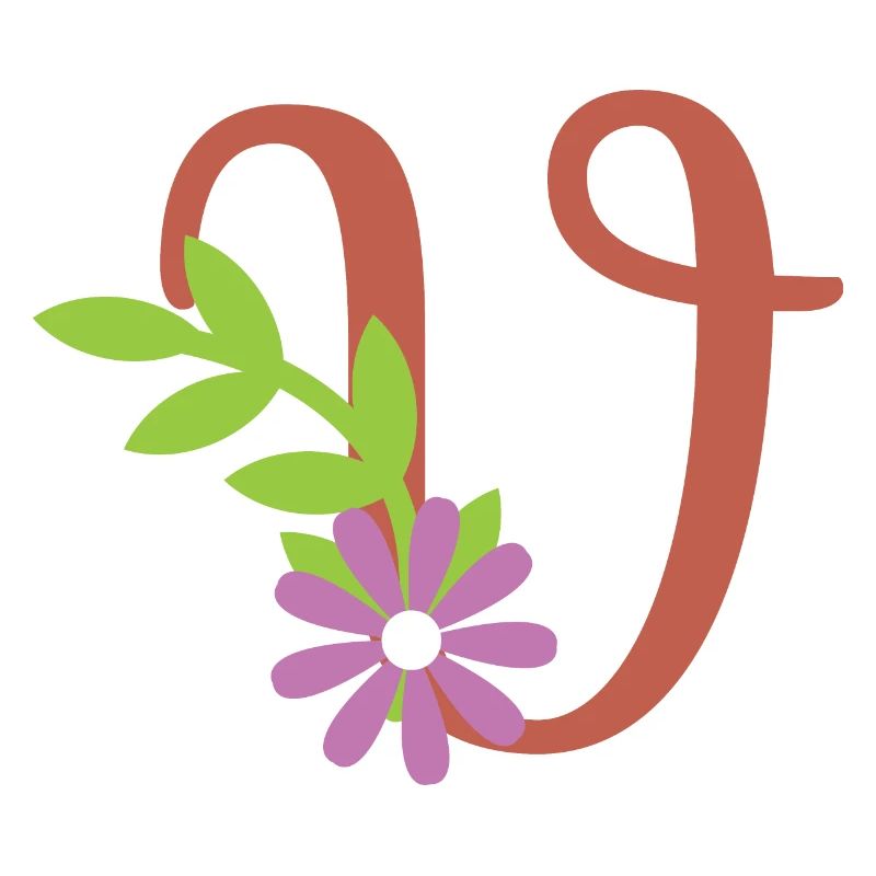 Eleganter Buchstabe 'V' mit Blumen