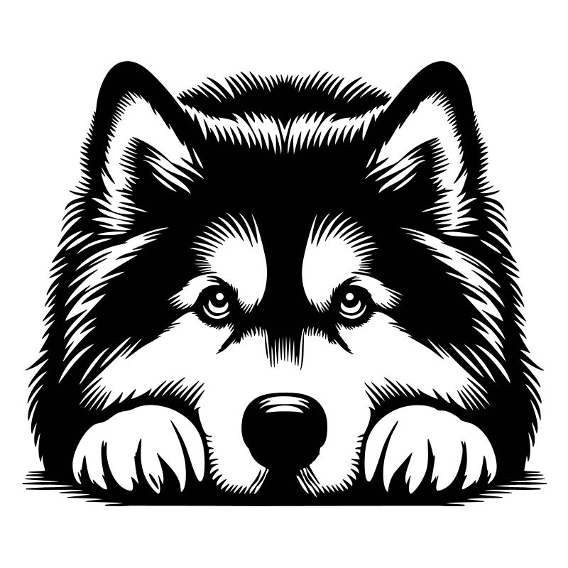 Alaskan Malamute Head with Paws