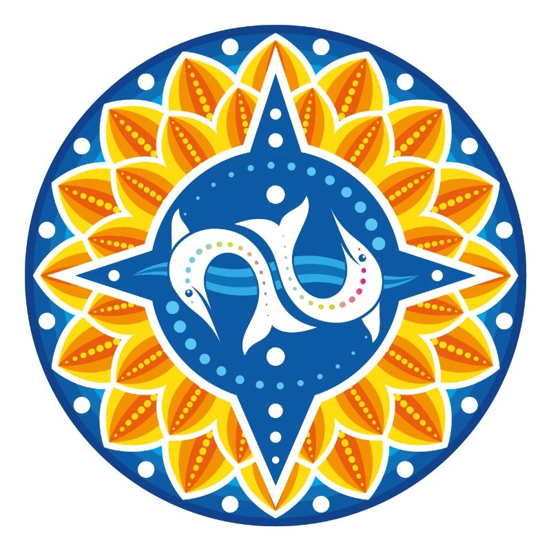 Wind rose dolphins petals waves