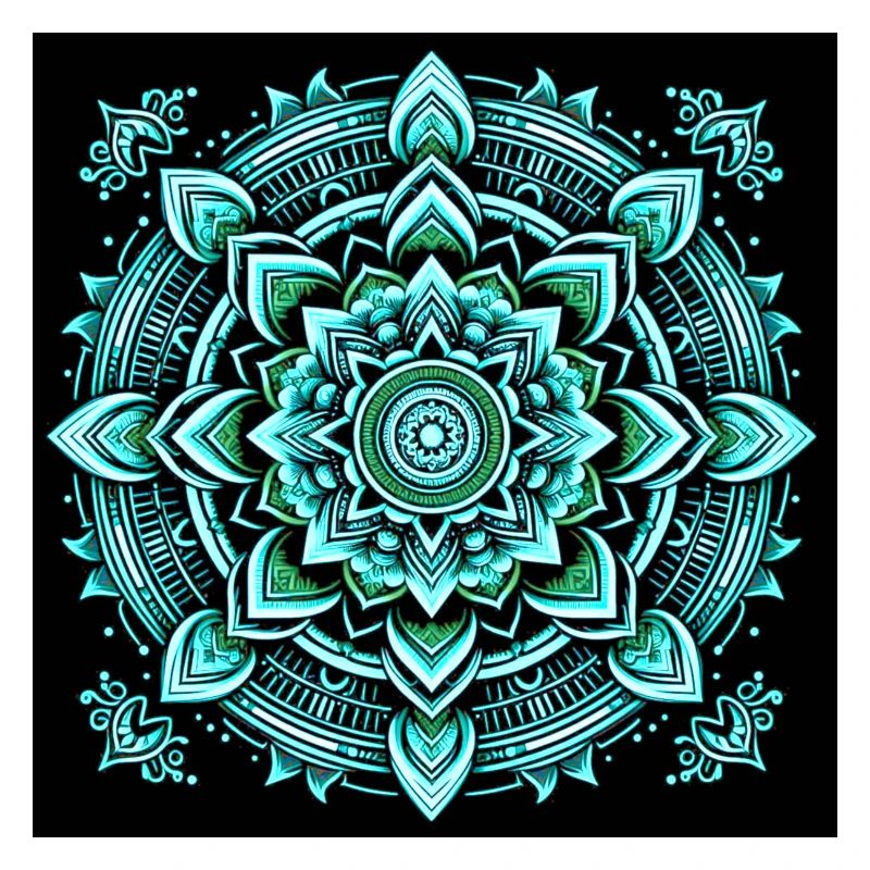 Turquoise neon mandala