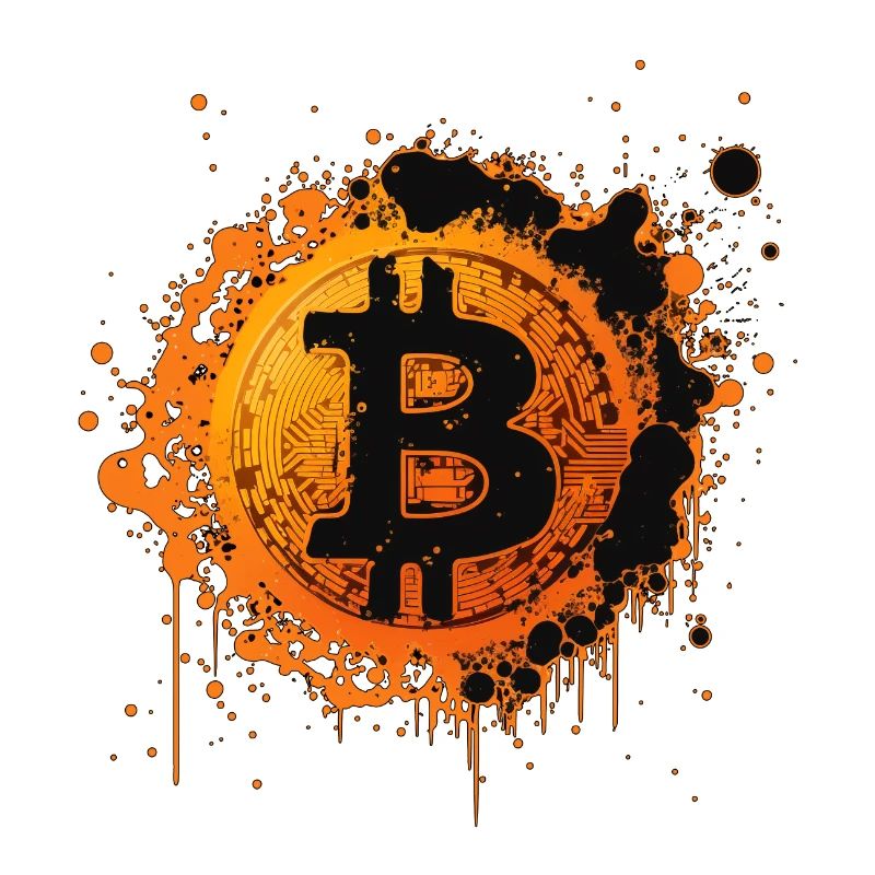 Bitcoin Splatter Graffiti Orange