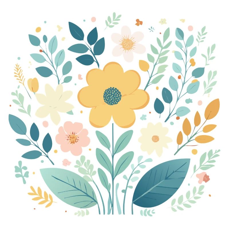 Sanfte pastellfarbene Blumenblüte - Boho Botanical