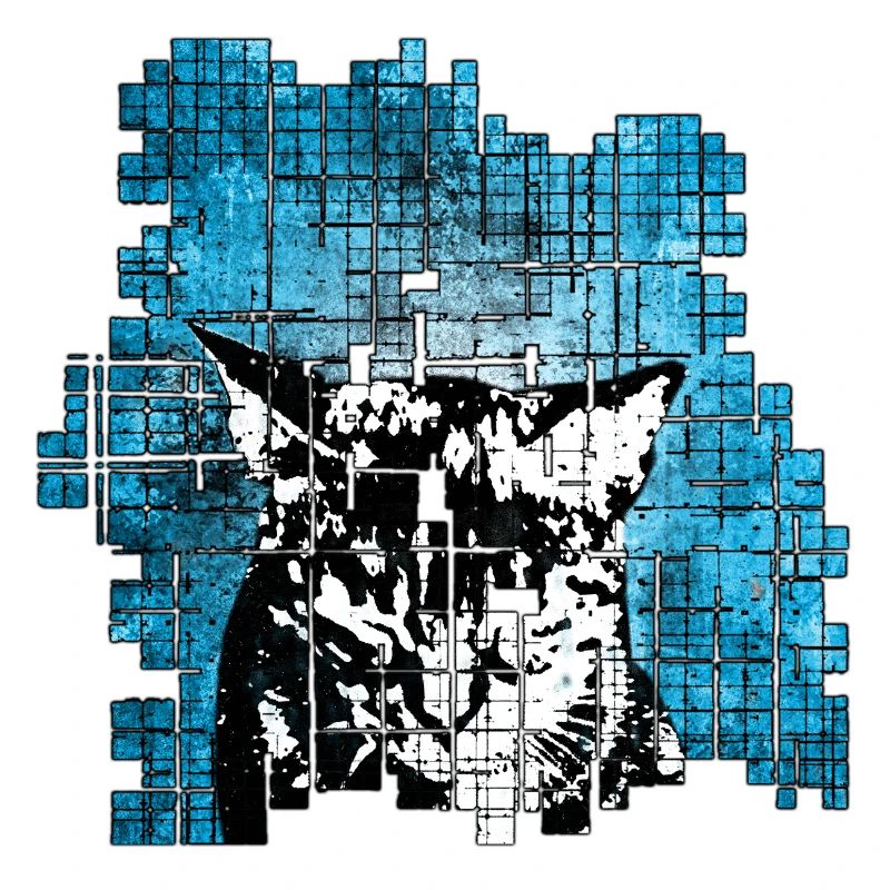 Portrait de chat de style graffiti avec explosion bleue