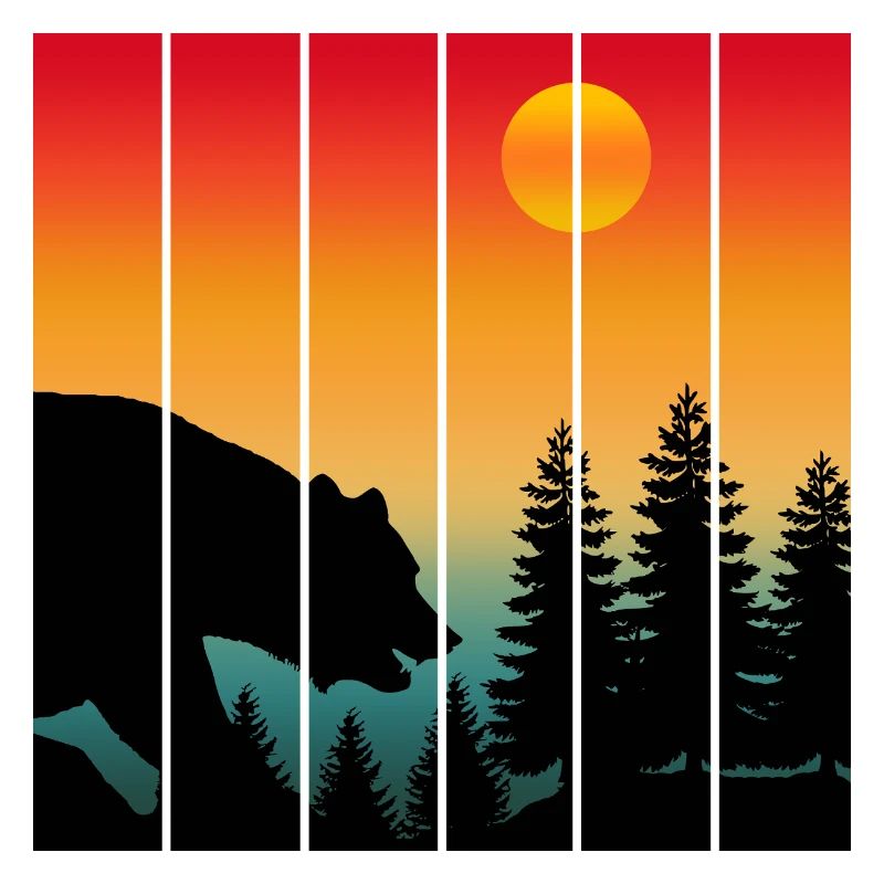 FAUNE DES OURS AU COUCHER DU SOLEIL NATURE