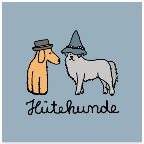 Hütehunde Poster - Hunde mit Hut - Poster 60x60 cm