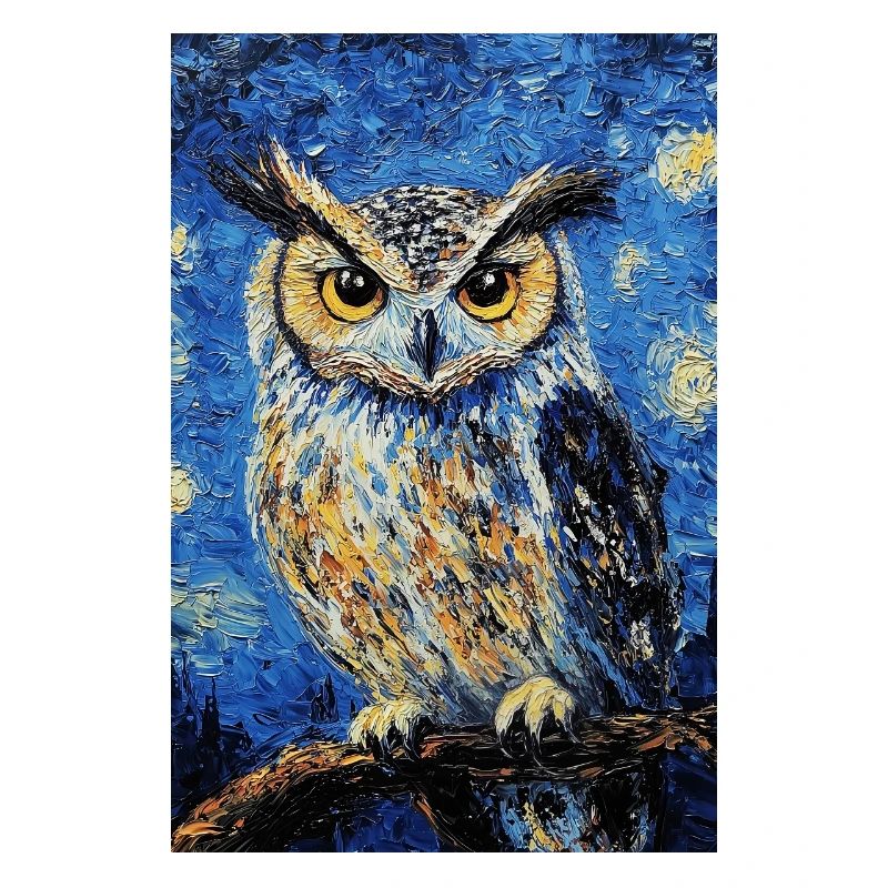 Eule Vogel Van Gogh Style Starry Night