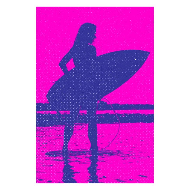Plage Surfeur Silhouette Néon