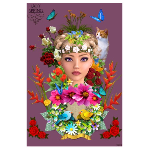 Poster - Lady spring - couleur lie de vin - Poster 20 x 30 cm