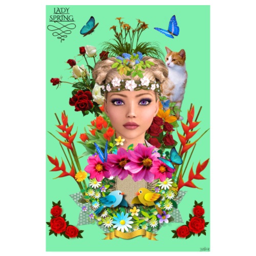 Poster - Lady spring - couleur vert celadon - Poster 20 x 30 cm