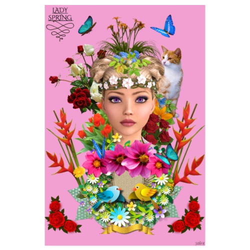 Poster - Lady spring - couleur rose - Poster 20 x 30 cm
