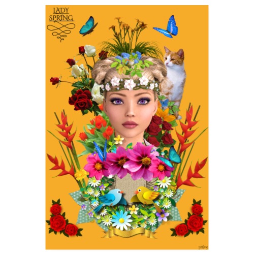 Poster - Lady spring - couleur orange - Poster 20 x 30 cm