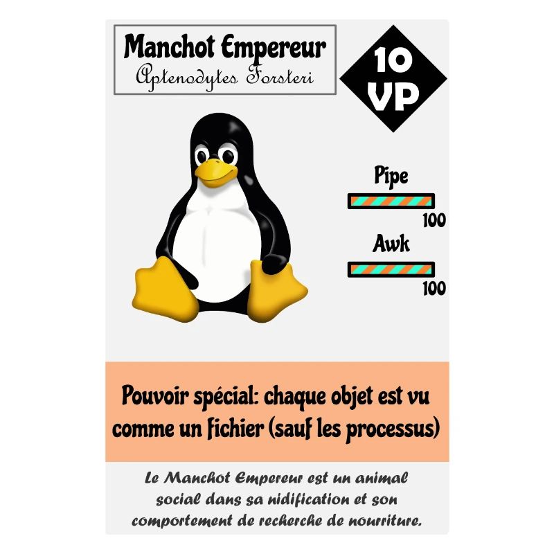 Linux-Spielerkarte mit einem Pinguin