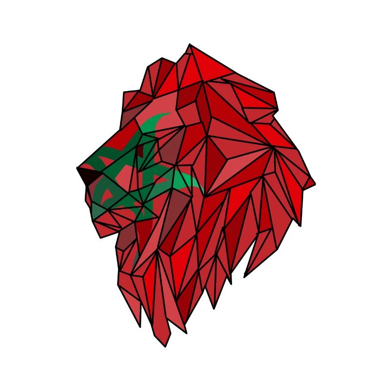 Drapeau du Maroc lion polygone