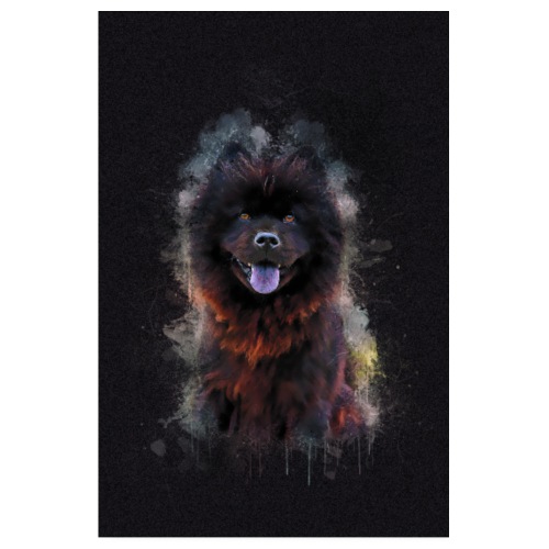 Acuarela de cachorro chow chow negro -por- Wyll Fryd - Póster 20x30 cm