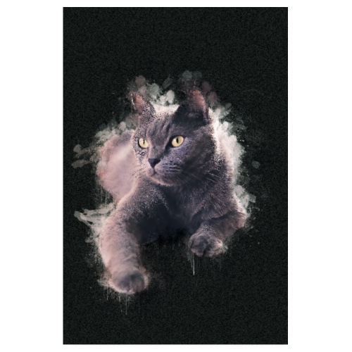 Chartreux peinture watercolor black -by- Wyll-Fryd - Poster 20 x 30 cm