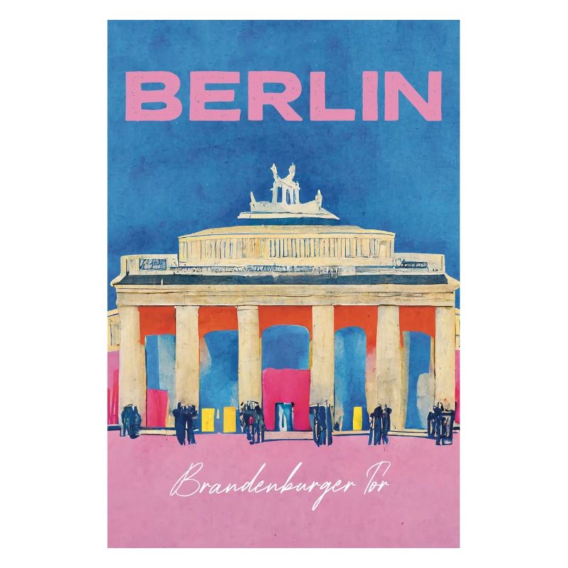 Porte de Brandebourg Berlin Affiche de voyage Rétro