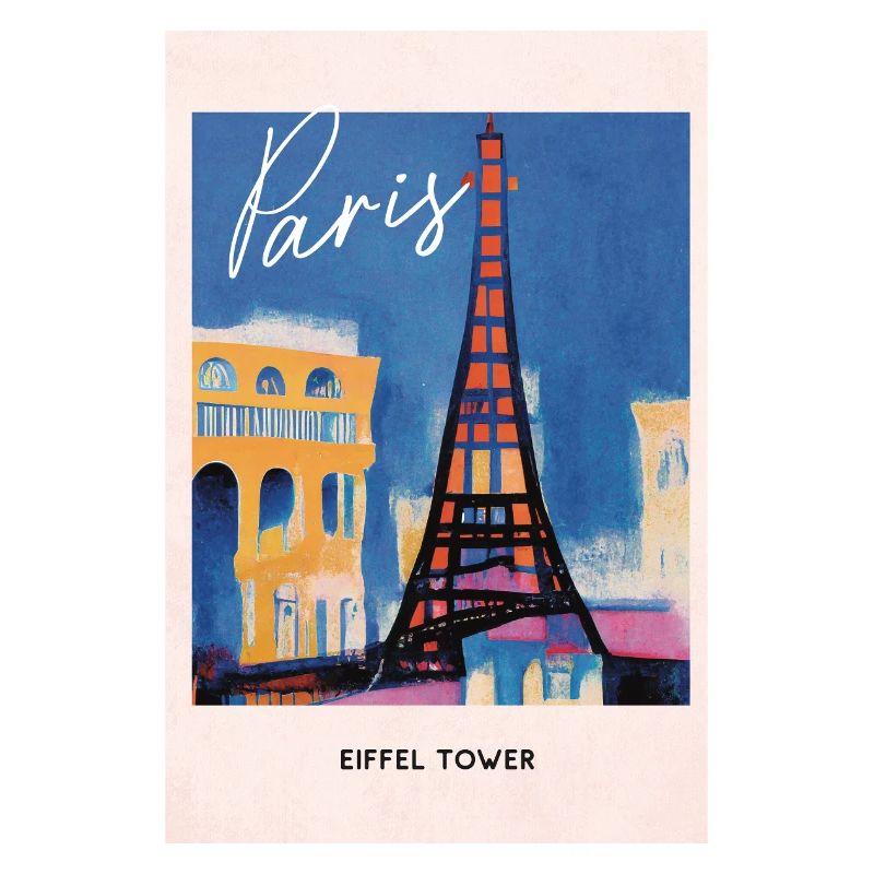 Paris Tour Eiffel Ancienne Affiche de Voyage Rétro