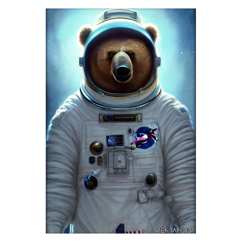 Bear Wildlife Astronaut Future Sci-Fi Technology