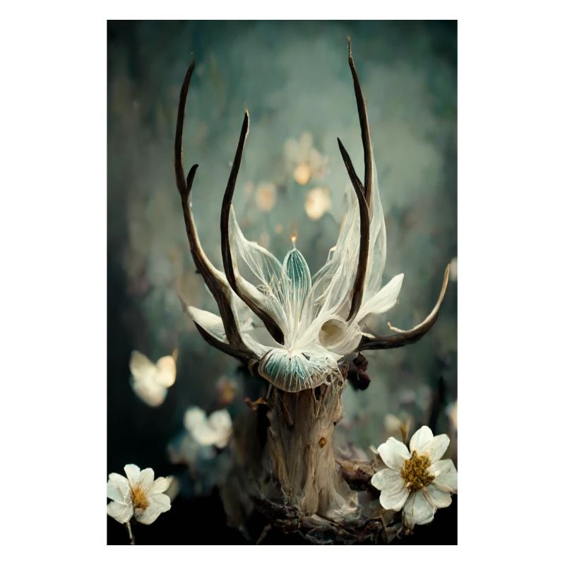 Deer antler and spider web