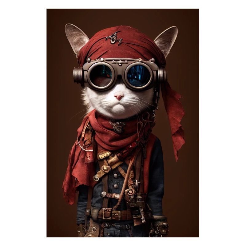 Anthromorphic tiny cute pirate cat