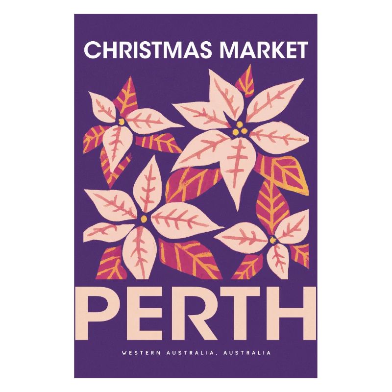 Affiche du marché de Noël de Perth Australie 1960