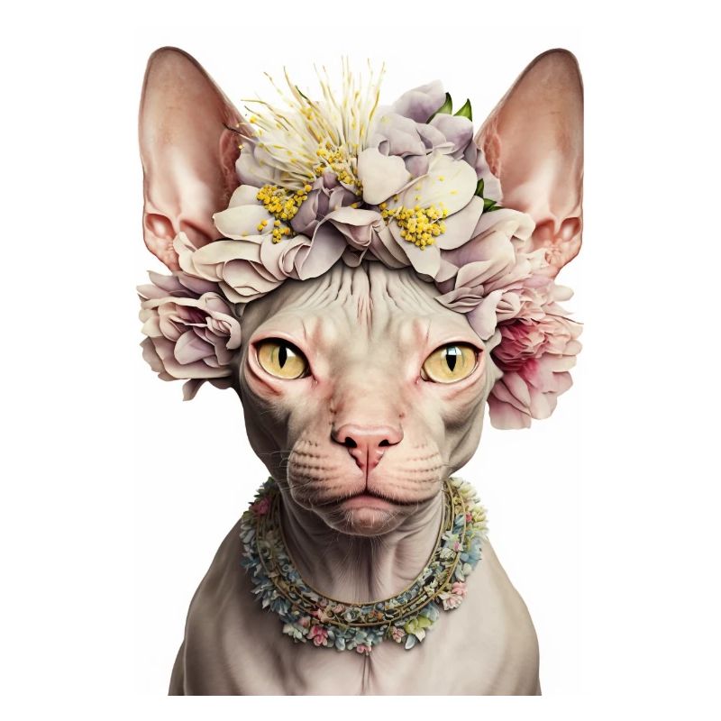 Sphynx Cat Fleur Couronne Nu Chat Chat Poster