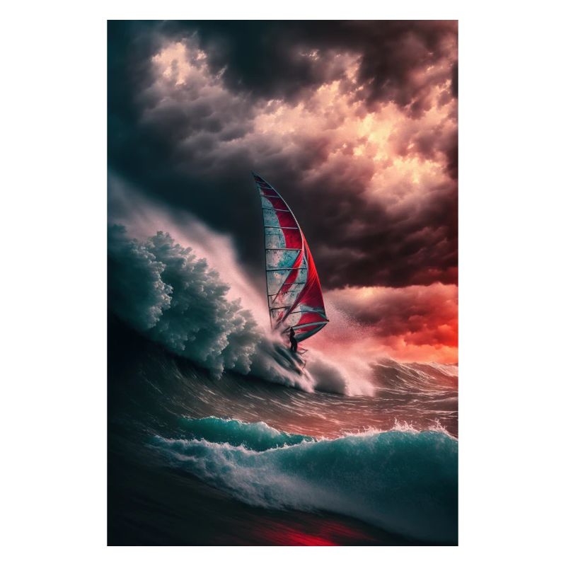Wilde Windsurf-Wandkunst Eine atemberaubende Darstellung von