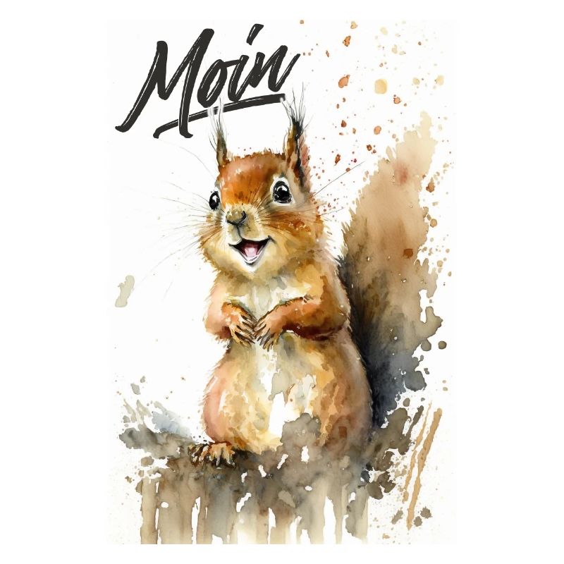 Squirrel says MOIN greeting Hello Good mood