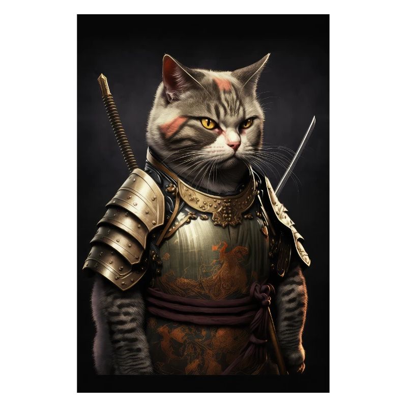 Samurai Cat Cat Cool Japan Warrior