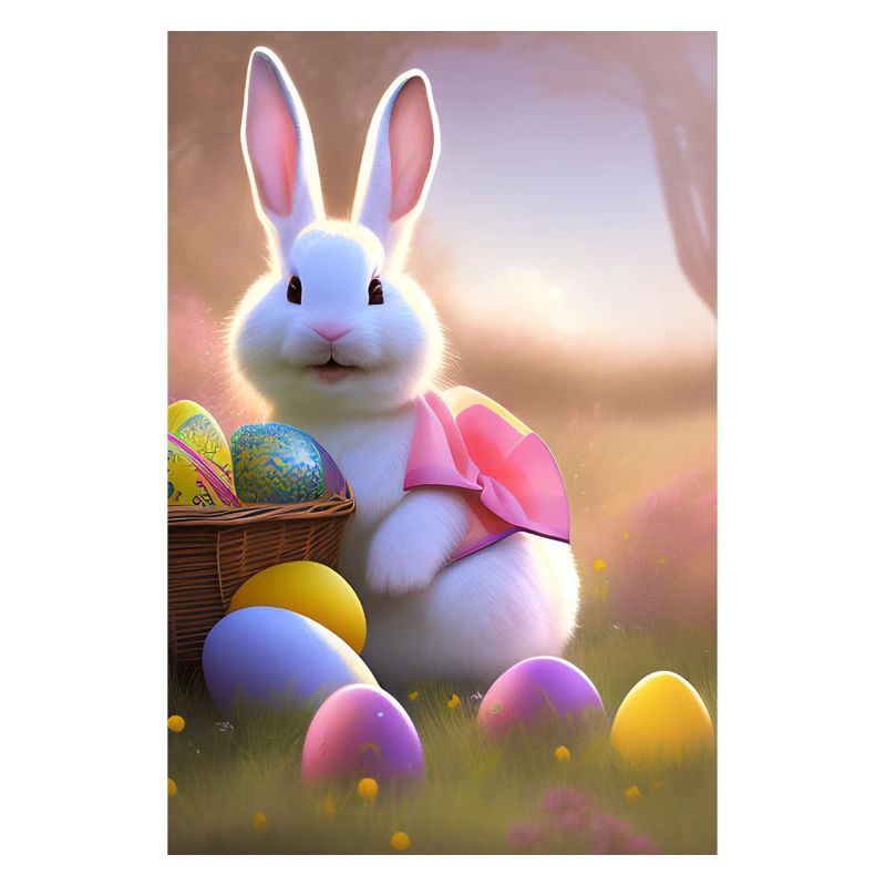 Lapin de Pâques avec œufs de Pâques