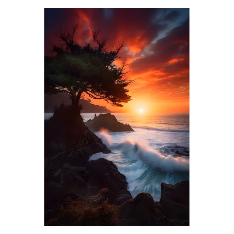 Coucher de soleil Vagues Roches de mer