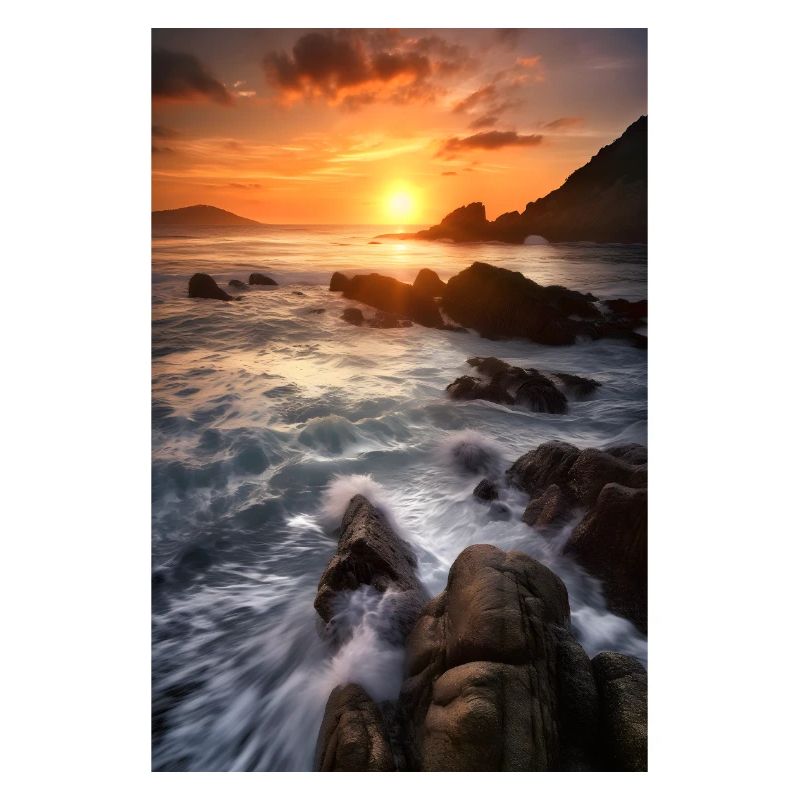 Coucher de soleil Vagues Roches de mer