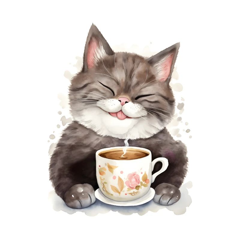 Chat avec du café