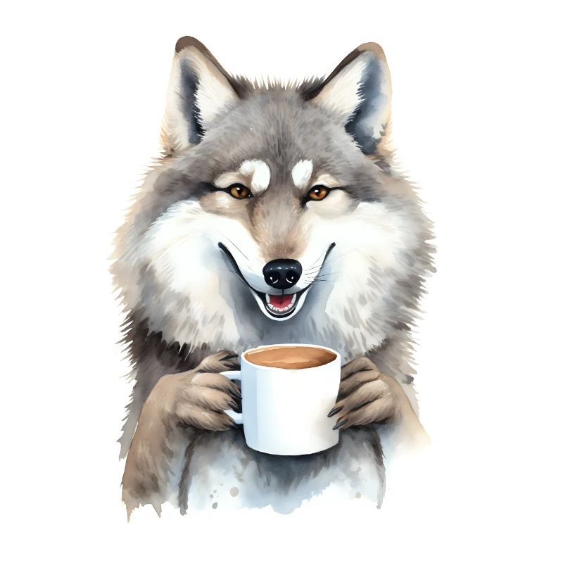 Wolf with coffee