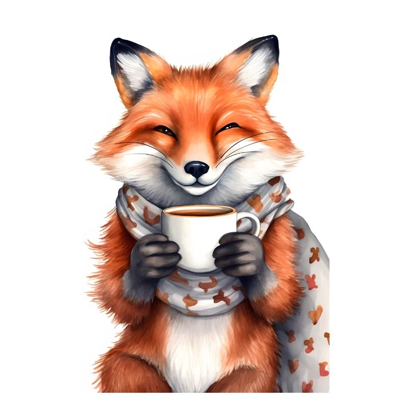 Fox with coffee