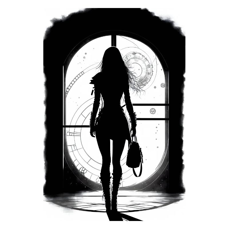 femme seule devant une porte