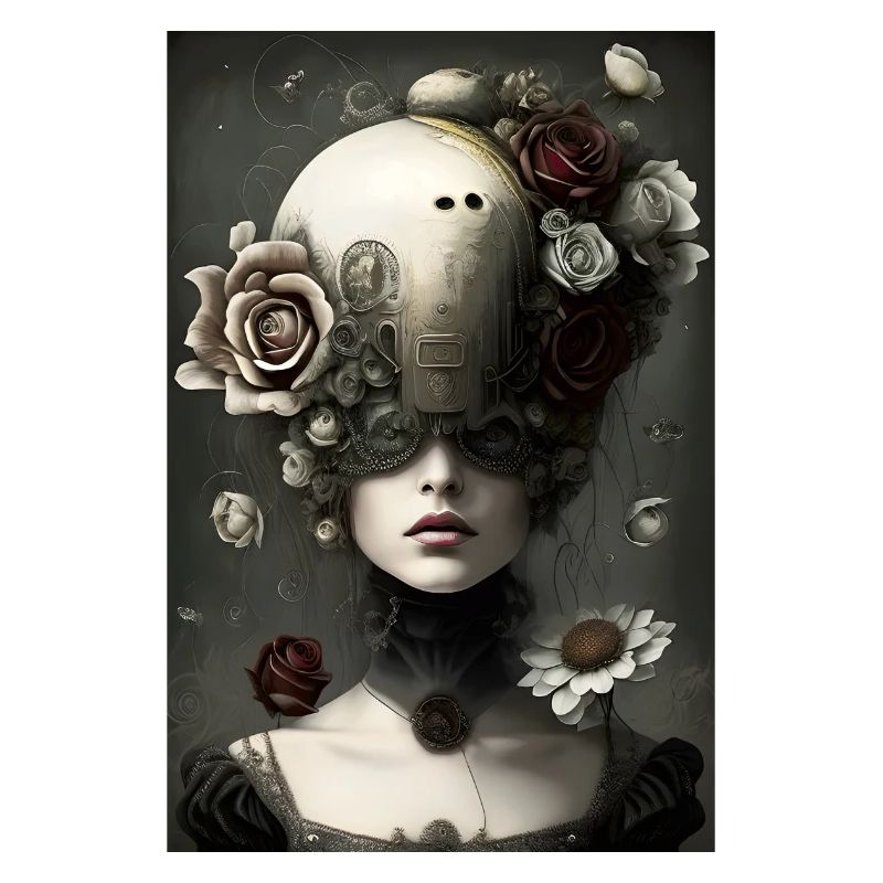 Gothic Steampunk surreal Mädchen mit Blumen