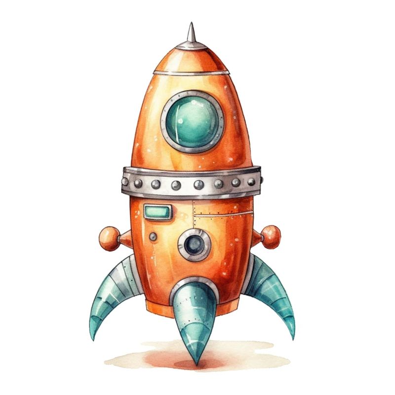 Rocket Watercolors Drawing