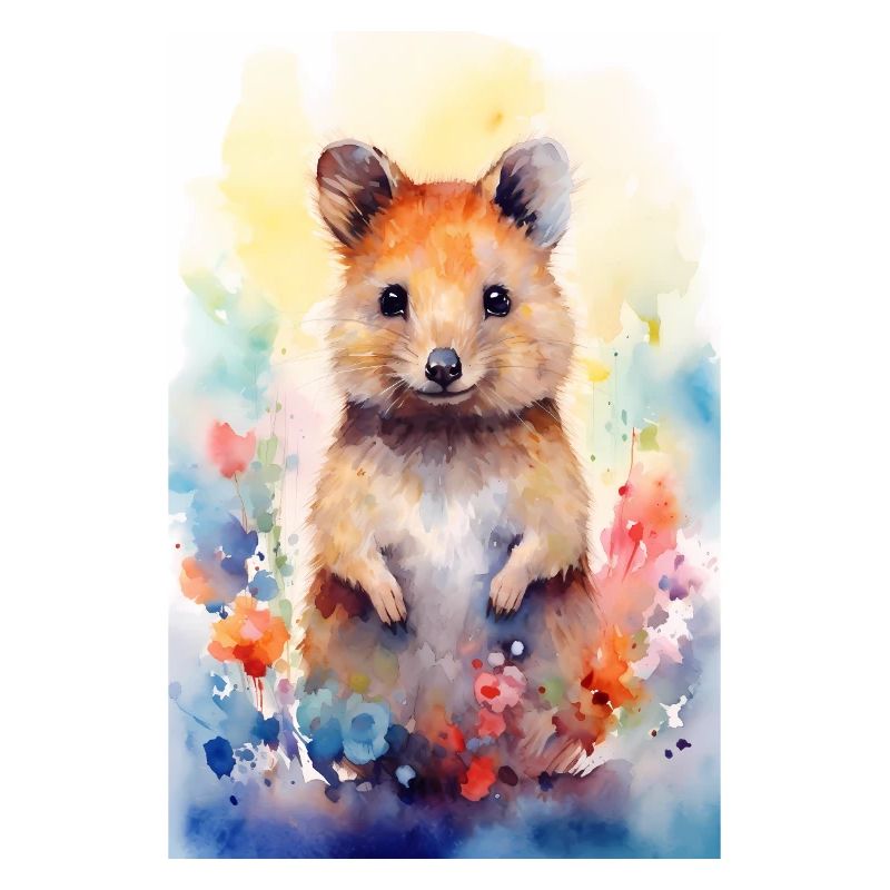 Aquarelle d’animal kangourou à queue courte