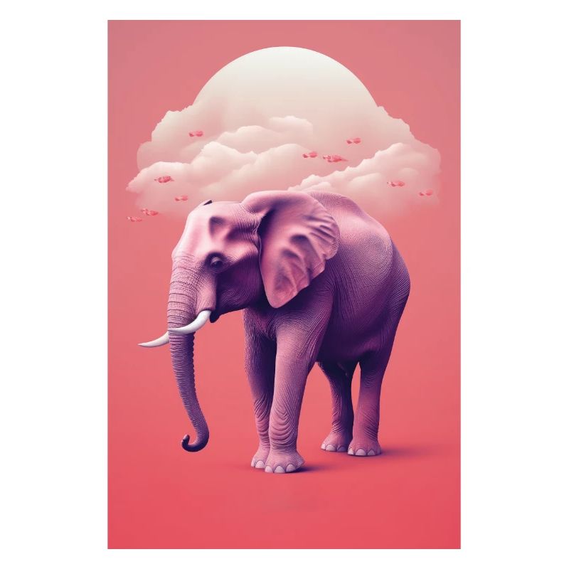 Affiche avec éléphant rose