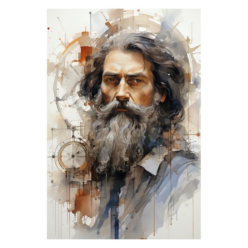Digitale Malerei Kunst Stil Mann Bart Kunstdruck