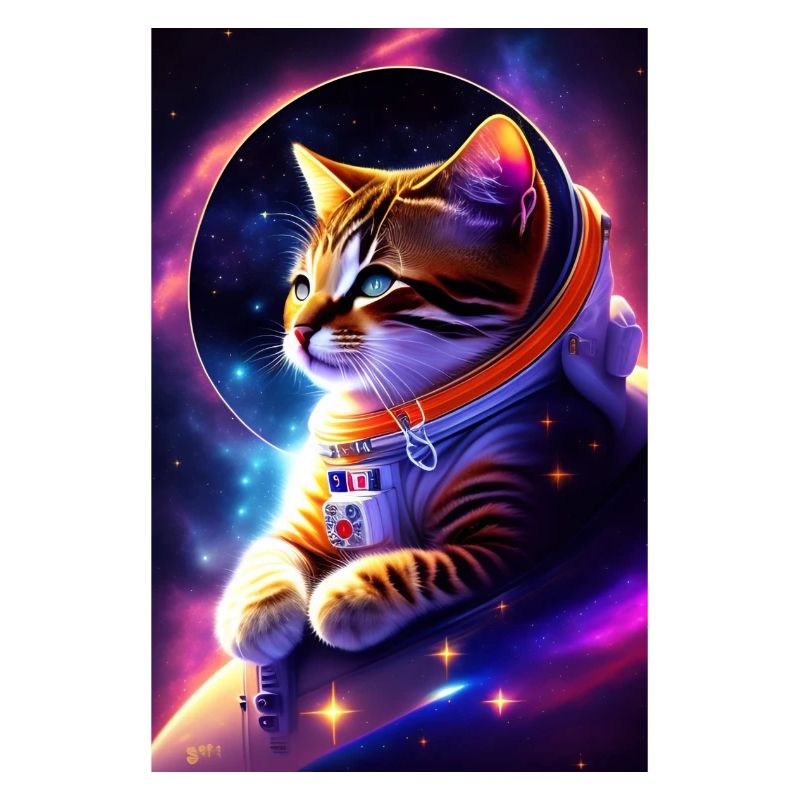 Affiche du chat dans l’espace