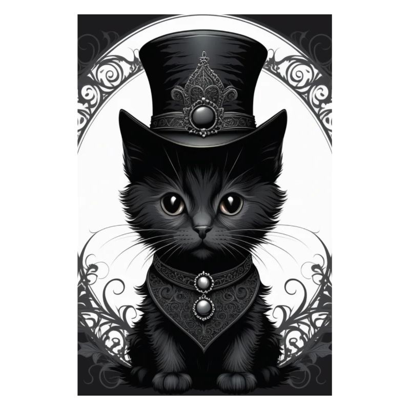 Gothic Cat Poster Black/White